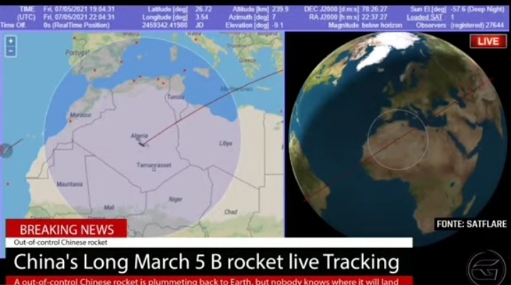 Dia Les Debris De La Fusee Chinoise Survolent Le Sud Algerien Video